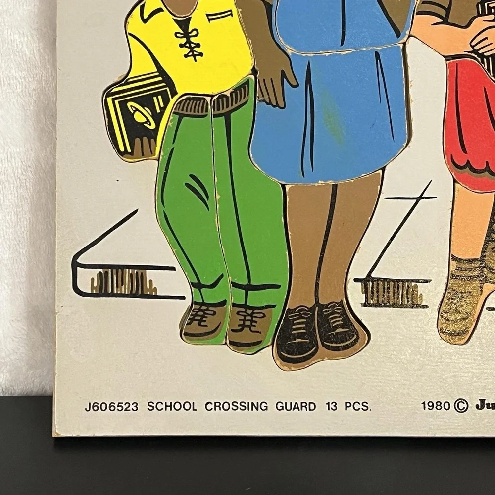 Vintage 1980 Judy Wooden Puzzle SCHOOL CROSSING GUARD #J606523 13pc Made in USA